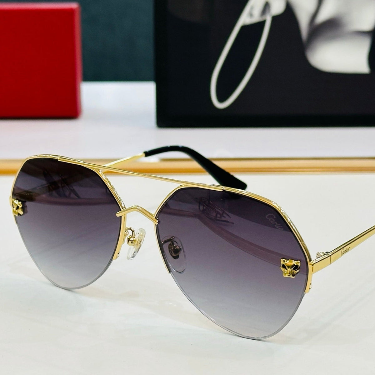 CARTIER SIGNATURE C DE AVIATOR FRAME SUNGLASSES CT0355S IN METAL