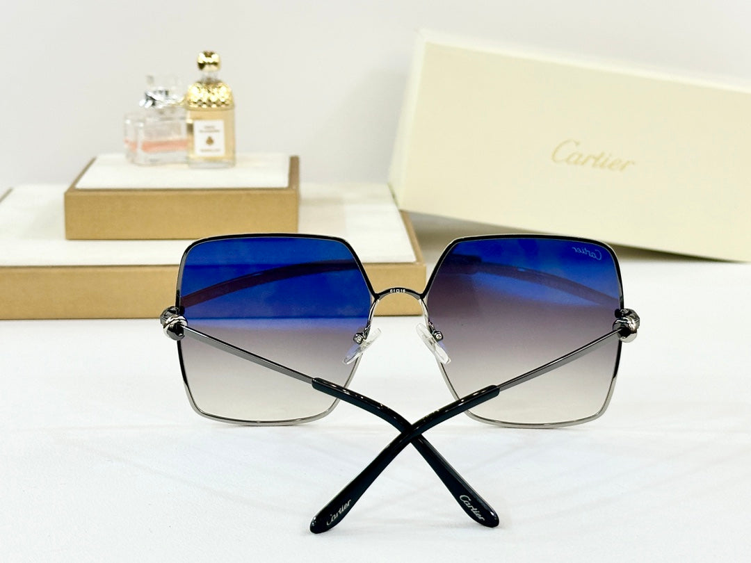 CARTIER C DE OVERSIZED SQUARE FRAME SUNGLASSES CT0361 IN METAL