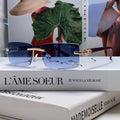 CARTIER C DE RECTANGULAR FRAME SUNGLASSES 518454 IN METAL