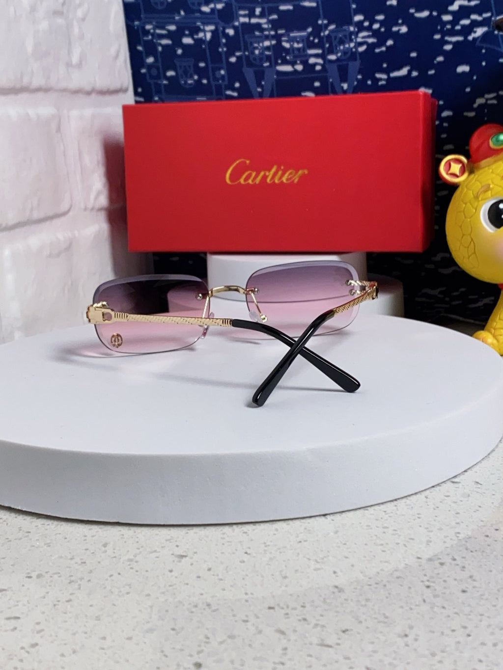 CARTIER SIGNATURE C DE RECTANGULAR FRAME SUNGLASSES 533233 IN METAL