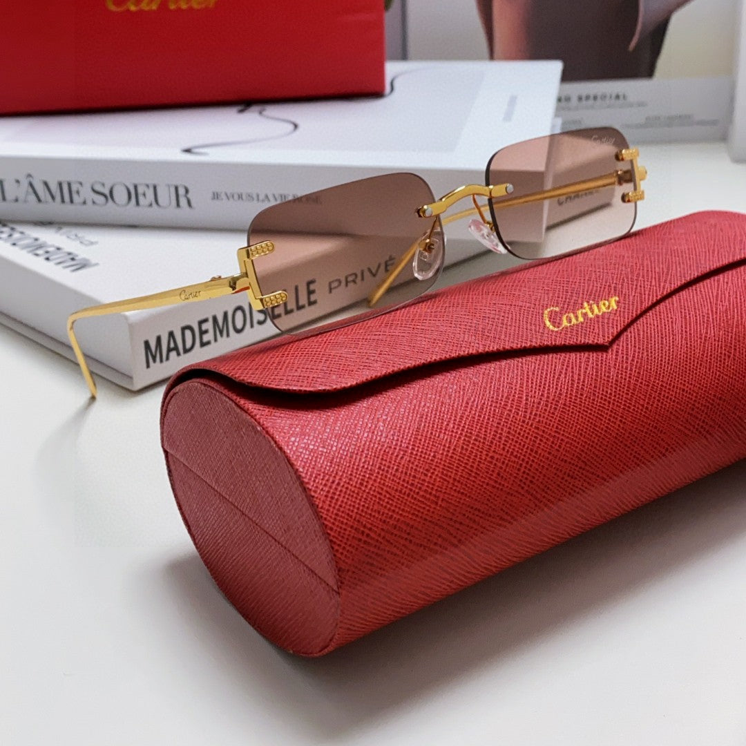 CARTIER SIGNATURE C DE RECTANGULAR FRAME SUNGLASSES 575776 IN METAL