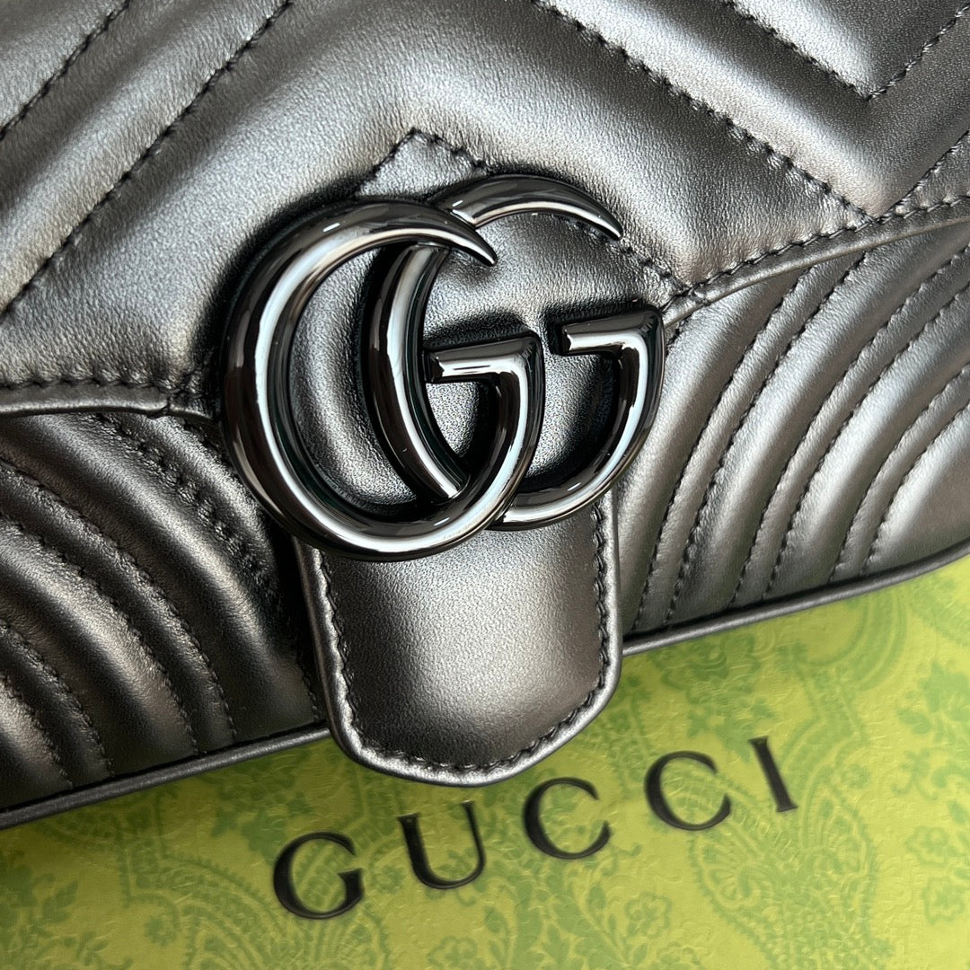 Gucci GG Marmont Black Matelassé Shoulder Bag-446744