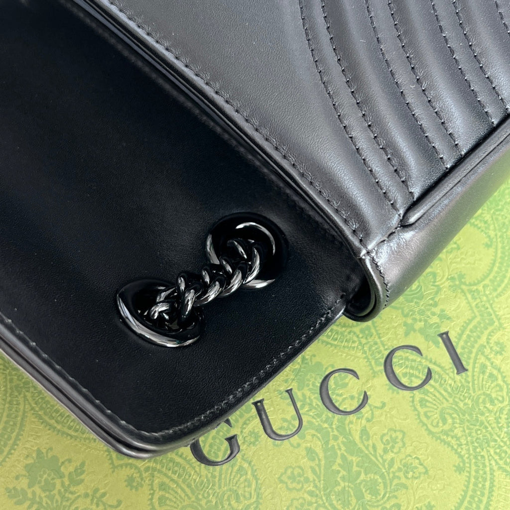 Gucci GG Marmont Black Matelassé Shoulder Bag-446744