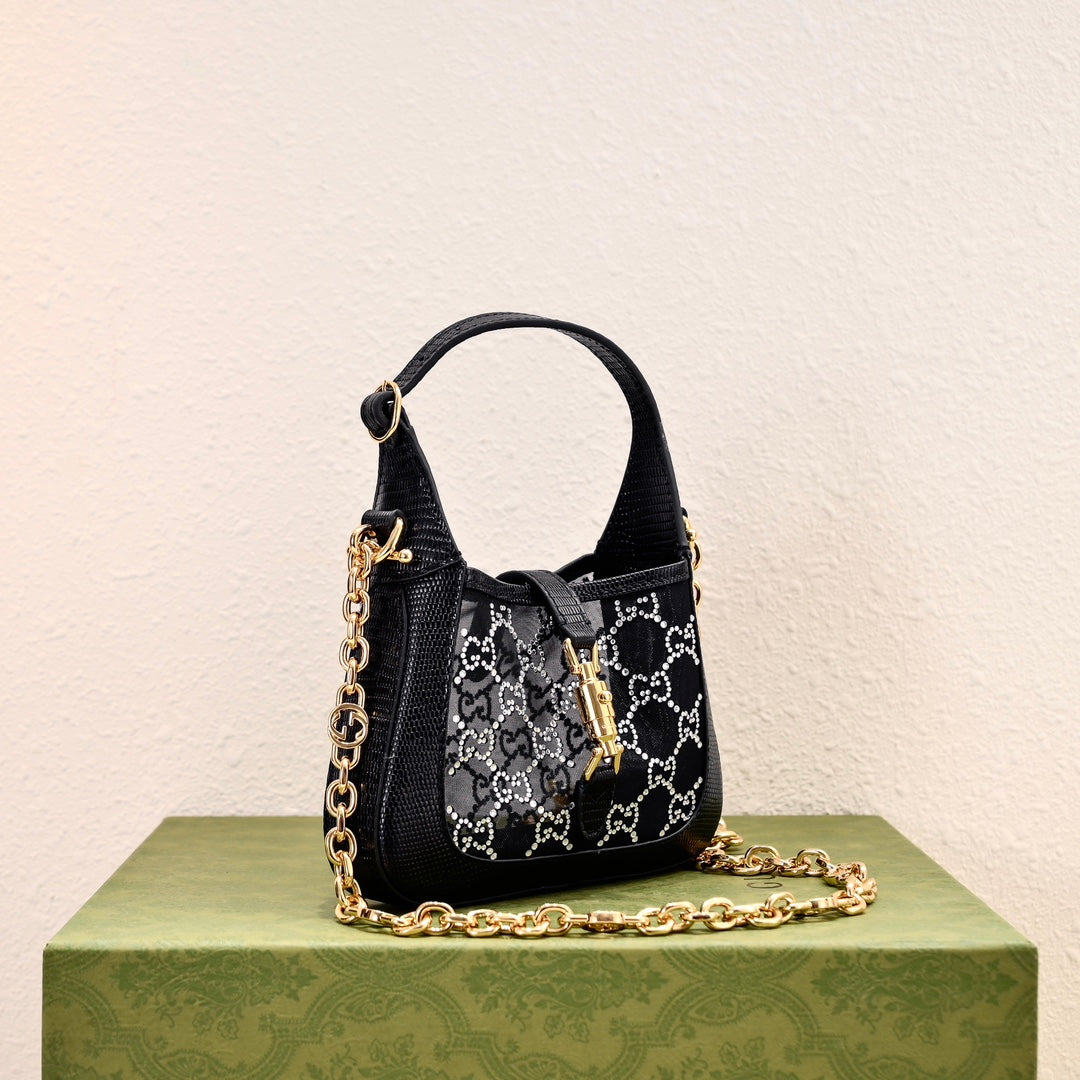 Gucci Jackie 1961 Black Crystal Shoulder Bag-677027