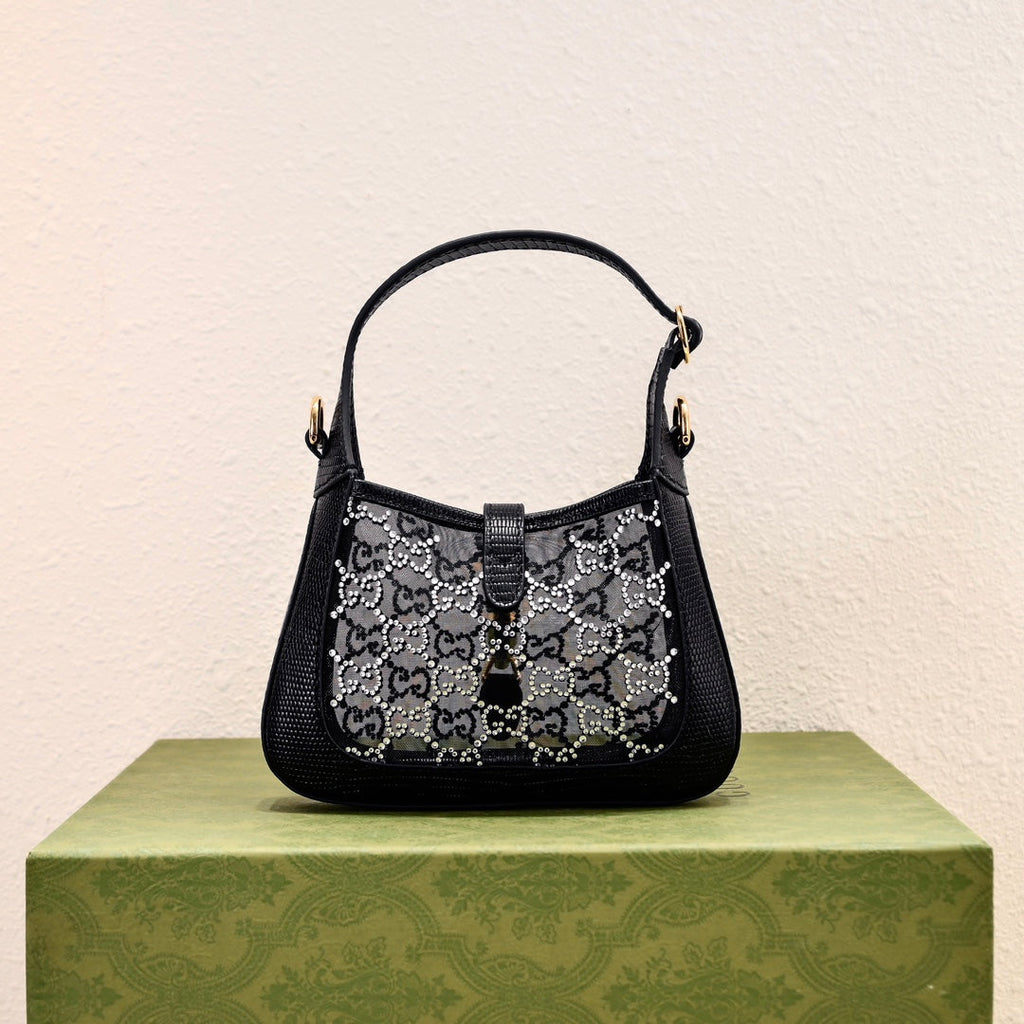 Gucci Jackie 1961 Black Crystal Shoulder Bag-677027