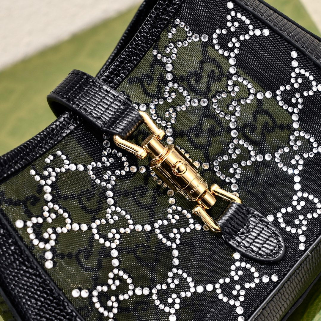 Gucci Jackie 1961 Black Crystal Shoulder Bag-677027