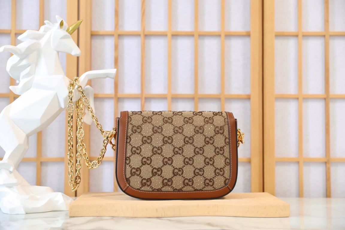 Gucci Horsebit 1955 Crystal Canvas Shoulder Bag-675801